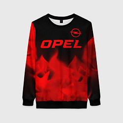 Свитшот женский Opel - red gradient посередине, цвет: 3D-черный