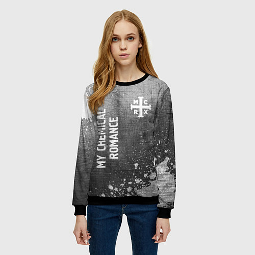 Женский свитшот My Chemical Romance - grey gradient вертикально / 3D-Черный – фото 3