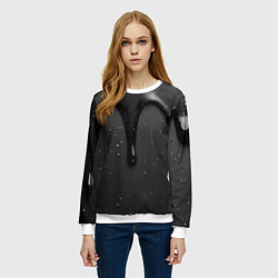 Свитшот женский Черная текстура - хром, цвет: 3D-белый — фото 2