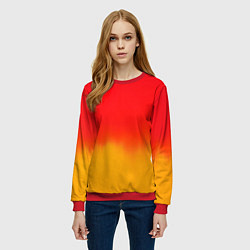 Свитшот женский Абстракция с красным и желтым, цвет: 3D-красный — фото 2