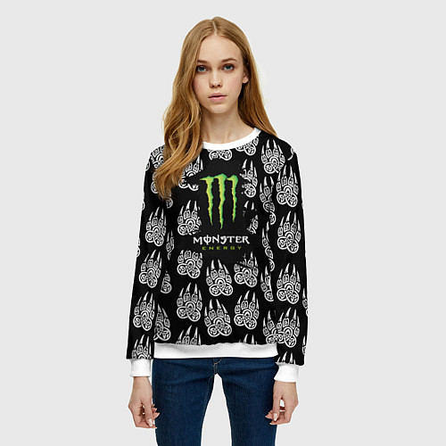 Женский свитшот Monster energy медвежьи лапы / 3D-Белый – фото 3