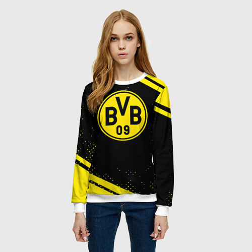 Женский свитшот Borussia полосы / 3D-Белый – фото 3