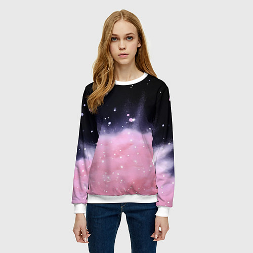 Женский свитшот Розовая текстура с лепестками / 3D-Белый – фото 3