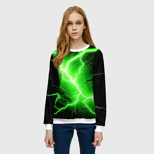 Женский свитшот Color green black / 3D-Белый – фото 3