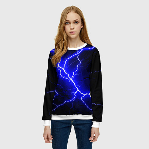 Женский свитшот Color blue black / 3D-Белый – фото 3