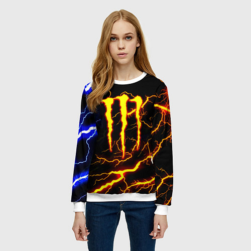 Женский свитшот Monster energy шторм / 3D-Белый – фото 3