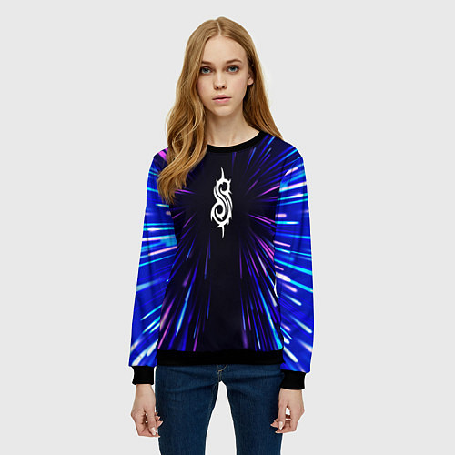 Женский свитшот Slipknot neon energy / 3D-Черный – фото 3