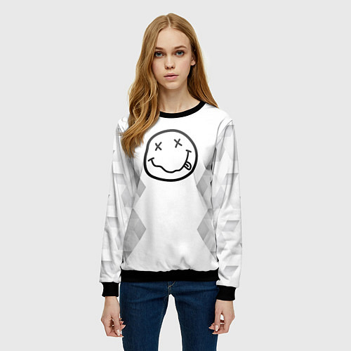 Женский свитшот Nirvana white poly / 3D-Черный – фото 3