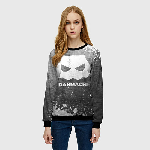 Женский свитшот DanMachi - grey gradient / 3D-Черный – фото 3