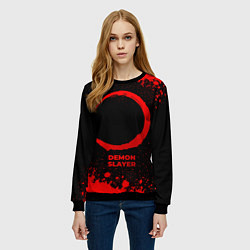 Свитшот женский Demon Slayer - red gradient, цвет: 3D-черный — фото 2