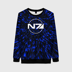 Свитшот женский Mass Effect blue energy, цвет: 3D-черный