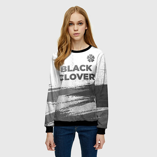 Женский свитшот Black Clover - white gradient посередине / 3D-Черный – фото 3