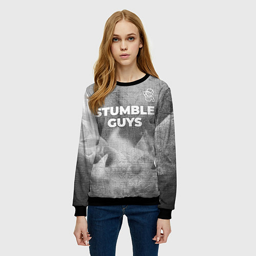 Женский свитшот Stumble Guys - grey gradient посередине / 3D-Черный – фото 3