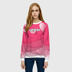 Свитшот женский Inzoi розовые сердечки, цвет: 3D-белый — фото 2