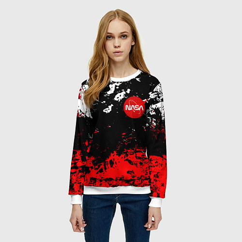 Женский свитшот Nasa краски / 3D-Белый – фото 3