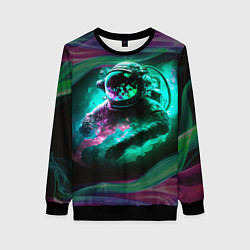 Свитшот женский Космонавт неоновая дымка, цвет: 3D-черный