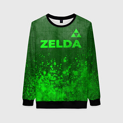 Свитшот женский Zelda - green gradient посередине, цвет: 3D-черный