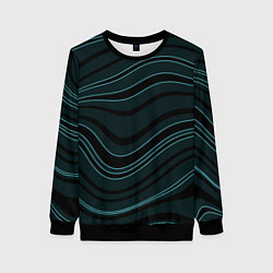 Женский свитшот Тёмный синий волнистые полосы