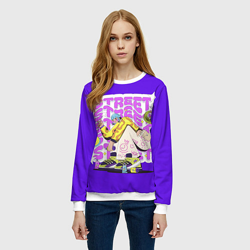 Женский свитшот Street Y2K girl violet / 3D-Белый – фото 3