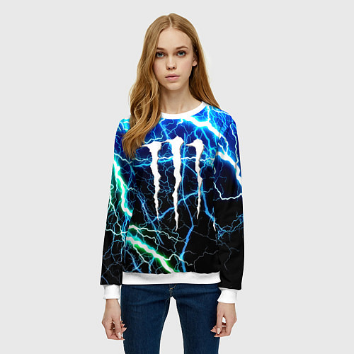Женский свитшот Monster energy electro / 3D-Белый – фото 3