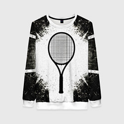 Свитшот женский Теннисная ракетка в черно-белом, цвет: 3D-белый