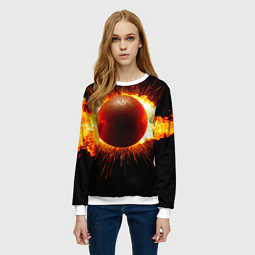 Женский свитшот Ядро для талкания в огне / 3D-Белый – фото 3