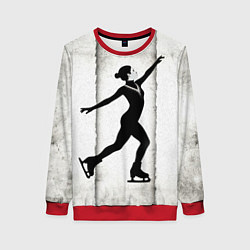 Свитшот женский Фигуристка на сером, цвет: 3D-красный