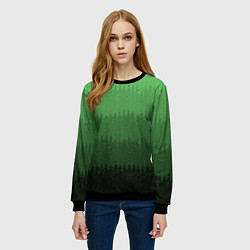 Свитшот женский Зеленый градиент текстурные полосы, цвет: 3D-черный — фото 2