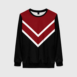 Свитшот женский Красный с чёрным и белые полосы, цвет: 3D-черный