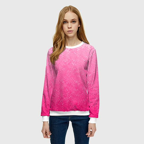 Женский свитшот Розовый градиент с узором / 3D-Белый – фото 3