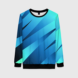 Свитшот женский Сине-голубой абстрактные полосы, цвет: 3D-черный