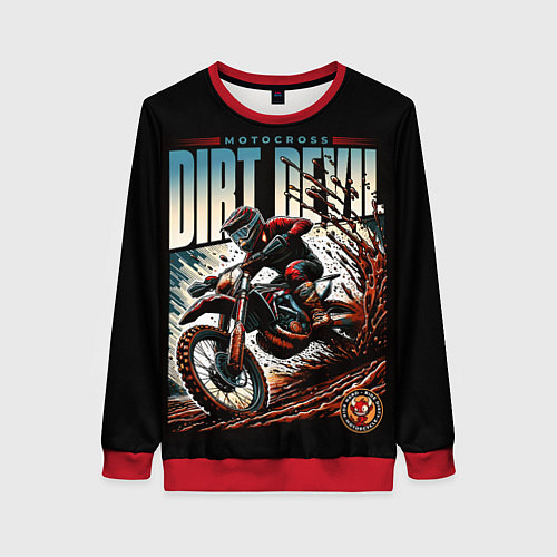 Женский свитшот Motocross - dirt devil / 3D-Красный – фото 1