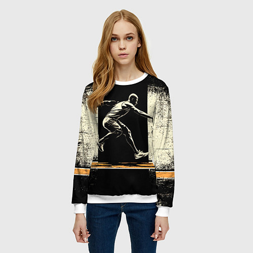Женский свитшот Прыгун в длину / 3D-Белый – фото 3