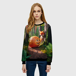 Свитшот женский Колобок и лиса, цвет: 3D-черный — фото 2