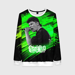 Свитшот женский Юрий Хой с микрофоном, цвет: 3D-белый