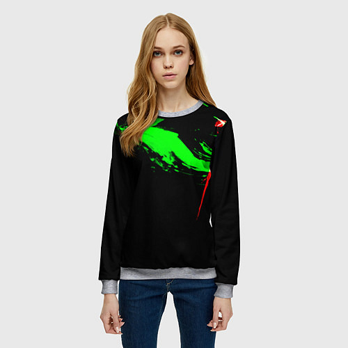 Женский свитшот Color black green red / 3D-Меланж – фото 3