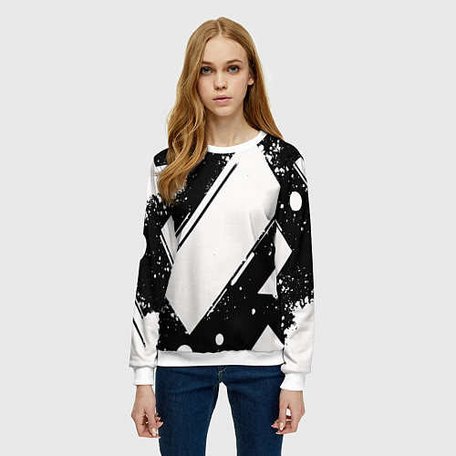 Женский свитшот Color black white / 3D-Белый – фото 3