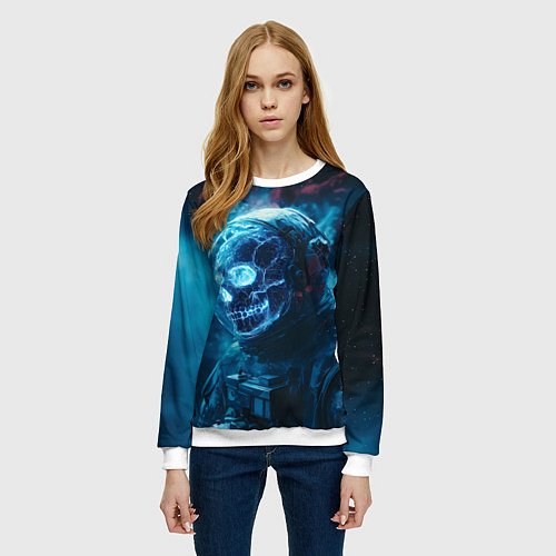 Женский свитшот Скелет американского космонавта / 3D-Белый – фото 3