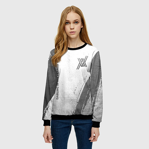 Женский свитшот Darling in the FranXX - white gradient вертикально / 3D-Черный – фото 3