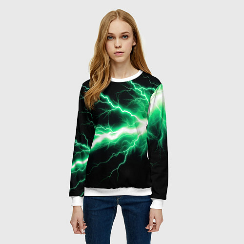 Женский свитшот Lightning green / 3D-Белый – фото 3