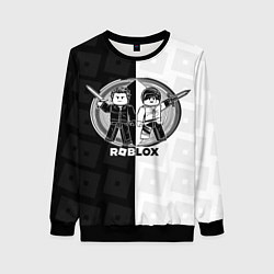 Свитшот женский Роблокс персонажи с мечами, цвет: 3D-черный