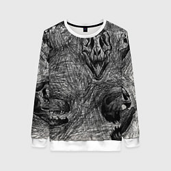 Свитшот женский Черепа динозавров - эскиз, цвет: 3D-белый