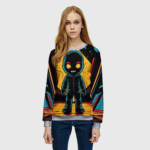 Женский свитшот Недовольный инопланетянин / 3D-Меланж – фото 3