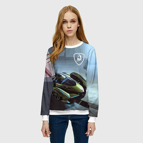 Женский свитшот Lamborghini - motorsport extreme / 3D-Белый – фото 3