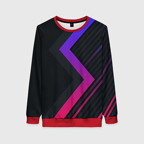 Женский свитшот Color black line / 3D-Красный – фото 1