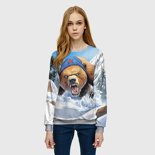 Женский свитшот Злой русский медведь / 3D-Меланж – фото 3