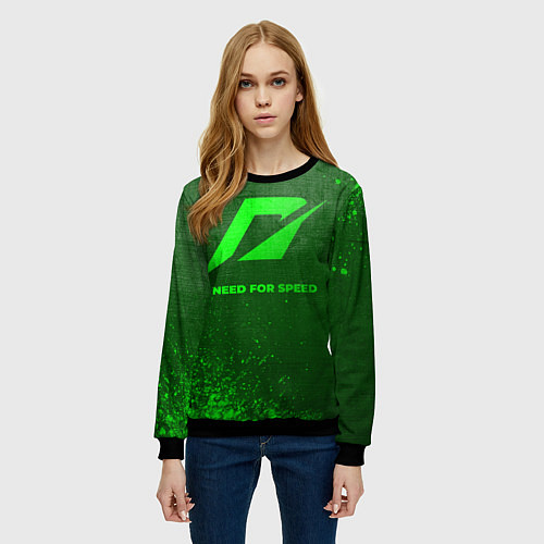 Женский свитшот Need for Speed - green gradient / 3D-Черный – фото 3