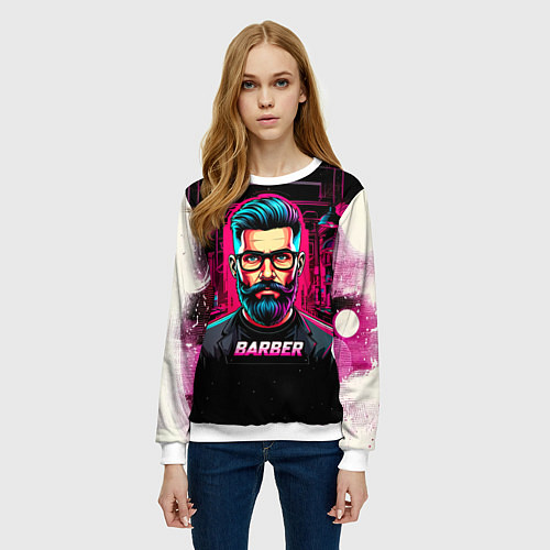 Женский свитшот Барбер киберпанк / 3D-Белый – фото 3