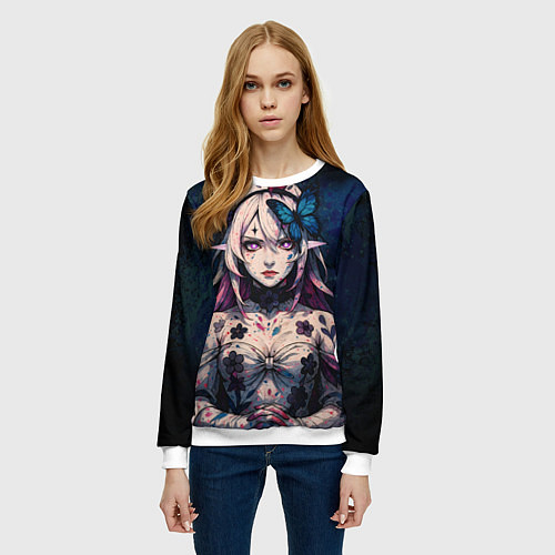 Женский свитшот Кастория дарк реализм / 3D-Белый – фото 3