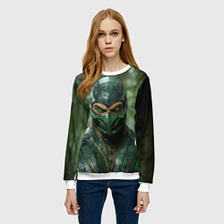 Свитшот женский Рептилия с зелеными глазами, цвет: 3D-белый — фото 2
